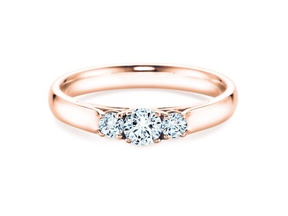 Anillo de compromiso 3 Stones en 14K oro rosa con diamantes 0,11ct G/SI