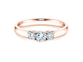 Anillo de compromiso 3 Stones en 14K oro rosa con diamantes 0,11ct G/SI