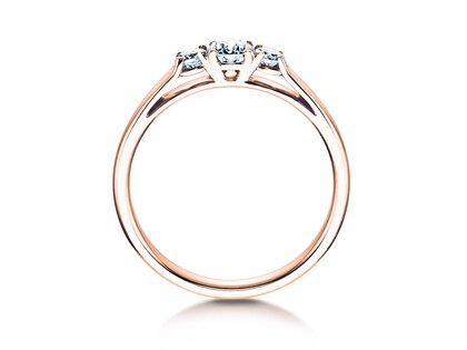Anillo de compromiso 3 Stones en 14K oro rosa con diamantes 0,11ct G/SI