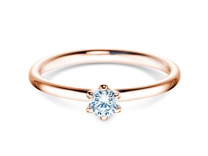 Anillo de compromiso Classic 6 en 14K oro rosa con diamante 0,20ct G/IF