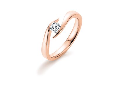 Anillo de compromiso Twist en 9K oro rosa con diamante 0,03ct