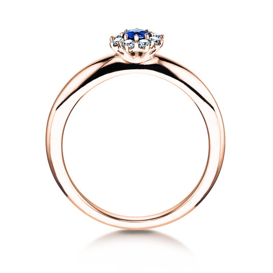 Anillo de compromiso Lovely en 9K oro rosa con zafiro 0,10ct y diamantes 0,15ct