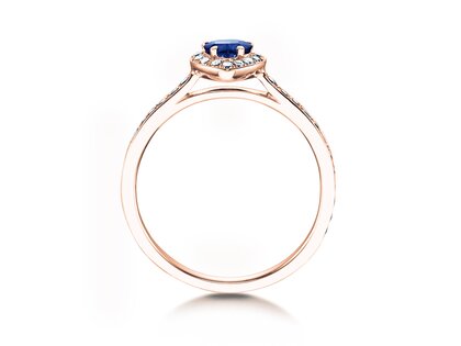 Anillo de compromiso Heart Saphir en 18K oro rosa con zafiro 0,25ct y diamantes 0,34ct