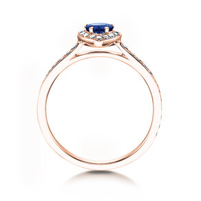 Anillo de compromiso Heart Saphir en 18K oro rosa con zafiro 0,25ct y diamantes 0,34ct