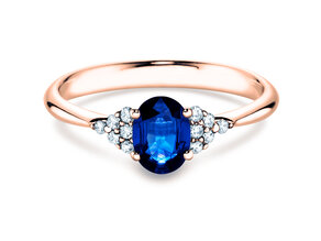 Anillo de compromiso Vivid en 14K oro rosa con zafiro 1,00ct y diamantes 0,12ct