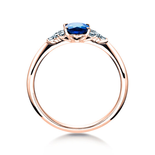 Anillo de compromiso  en 9K oro rosa con zafiro 1,00ct y diamantes 0,12ct
