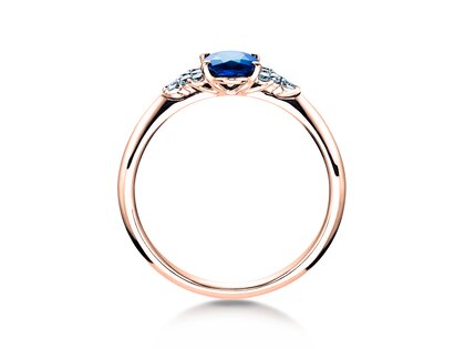 Anillo de compromiso Vivid en 14K oro rosa con zafiro 1,00ct y diamantes 0,12ct