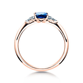 Anillo de compromiso Vivid en 14K oro rosa con zafiro 1,00ct y diamantes 0,12ct