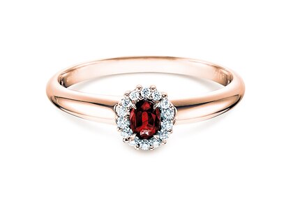 Anillo de compromiso Jolie en 18K oro rosa con rubí 0,25ct y diamantes 0,06ct