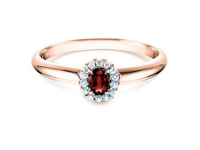 Anillo de compromiso Jolie en 18K oro rosa con rubí 0,25ct y diamantes 0,06ct