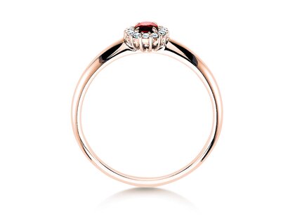 Anillo de compromiso Jolie en 18K oro rosa con rubí 0,25ct y diamantes 0,06ct