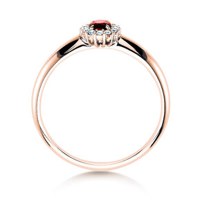 Anillo de compromiso Jolie en 18K oro rosa con rubí 0,25ct y diamantes 0,06ct