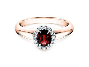 Anillo de compromiso Windsor en 14K oro rosa con rubí 0,60ct y diamantes 0,12ct