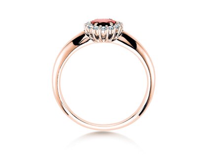 Anillo de compromiso Windsor en 14K oro rosa con rubí 0,60ct y diamantes 0,12ct
