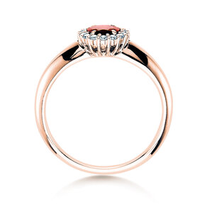 Anillo de compromiso Windsor en 14K oro rosa con rubí 0,60ct y diamantes 0,12ct