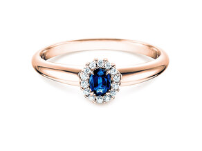 Anillo de compromiso Jolie en 18K oro rosa con zafiro 0,25ct y diamantes 0,06ct