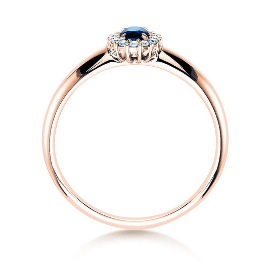 Anillo de compromiso Jolie en 9K oro rosa con zafiro 0,25ct y diamantes 0,06ct