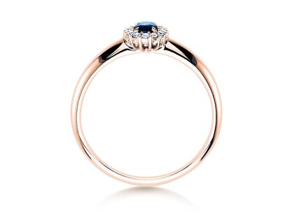 Anillo de compromiso Jolie en 18K oro rosa con zafiro 0,25ct y diamantes 0,06ct