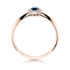 Anillo de compromiso Jolie en 18K oro rosa con zafiro 0,25ct y diamantes 0,06ct