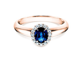 Anillo de compromiso Windsor en 14K oro rosa con zafiro 0,60ct y diamantes 0,12ct