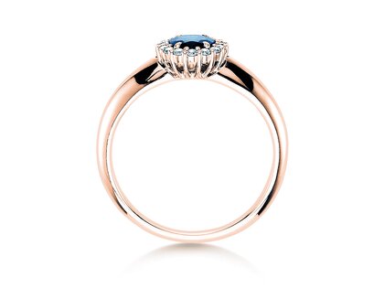 Anillo de compromiso Windsor en 14K oro rosa con zafiro 0,60ct y diamantes 0,12ct
