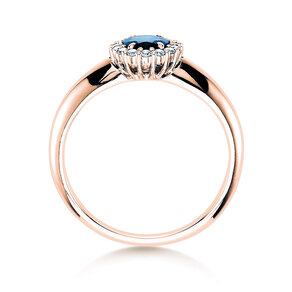 Anillo de compromiso Windsor en 14K oro rosa con zafiro 0,60ct y diamantes 0,12ct