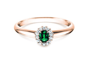 Anillo de compromiso Jolie en 18K oro rosa con esmeralda 0,25ct y diamantes 0,06ct