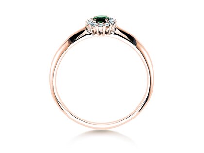 Anillo de compromiso Jolie en 18K oro rosa con esmeralda 0,25ct y diamantes 0,06ct