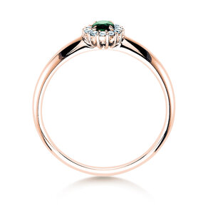 Anillo de compromiso Jolie en 18K oro rosa con esmeralda 0,25ct y diamantes 0,06ct