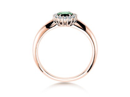 Anillo de compromiso Windsor en 18K oro rosa con esmeralda 0,60ct y diamantes 0,12ct