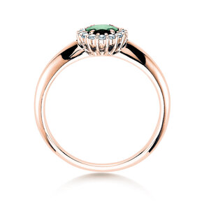 Anillo de compromiso Windsor en 18K oro rosa con esmeralda 0,60ct y diamantes 0,12ct