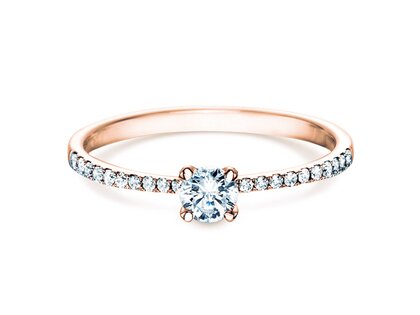 Anillo de compromiso Grace en 18K oro rosa con diamantes 0,70ct G/SI