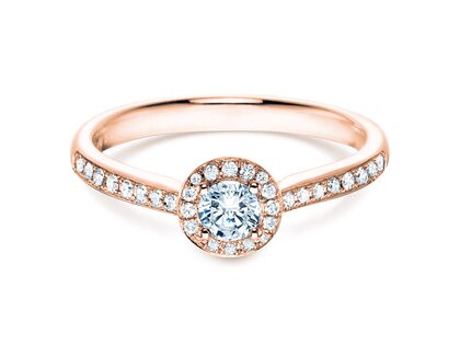 Anillo de compromiso Halo Petite en 18K oro rosa con diamantes 0,50ct G/SI