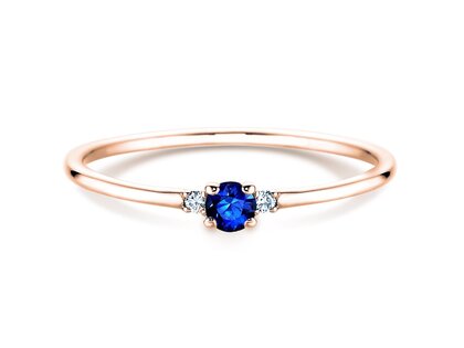 Anillo de compromiso Vivid Petite en 14K oro rosa con zafiro 0,08ct y diamantes 0,02ct