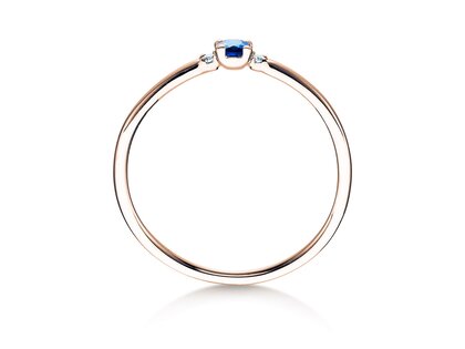 Anillo de compromiso Vivid Petite en 14K oro rosa con zafiro 0,08ct y diamantes 0,02ct