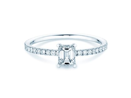 Anillo de compromiso Elaine en 14K oro blanco con diamantes 0,86ct G/VS