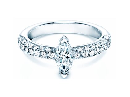 Anillo de compromiso Louis en 18K oro blanco con diamantes 1,12ct G/SI