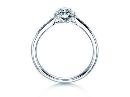 Anillo de compromiso Halo Petite en 18K oro blanco con diamantes 0,50ct G/SI