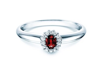 Anillo de compromiso Jolie en platino 950/- con rubí 0,25ct y diamantes 0,06ct