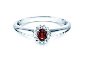 Anillo de compromiso Jolie en platino 950/- con rubí 0,25ct y diamantes 0,06ct