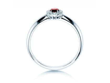 Anillo de compromiso Jolie en platino 950/- con rubí 0,25ct y diamantes 0,06ct