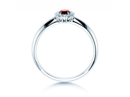 Anillo de compromiso Jolie en 9K oro blanco con rubí 0,25ct y diamantes 0,06ct