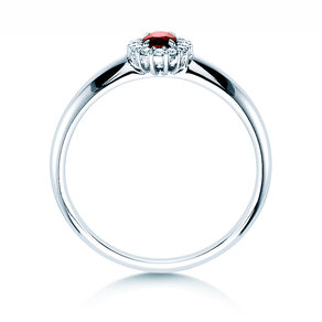Anillo de compromiso Jolie en platino 950/- con rubí 0,25ct y diamantes 0,06ct