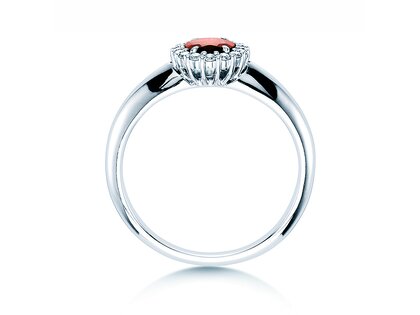 Anillo de compromiso Windsor en platino 950/- con rubí 0,60ct y diamantes 0,12ct
