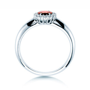 Anillo de compromiso Windsor en platino 950/- con rubí 0,60ct y diamantes 0,12ct