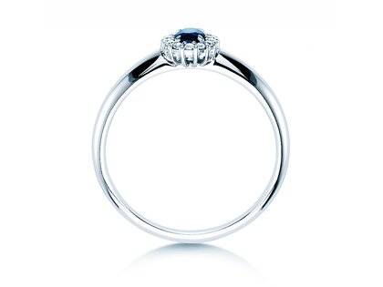 Anillo de compromiso Jolie en 9K oro blanco con zafiro 0,25ct y diamantes 0,06ct