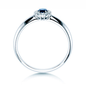 Anillo de compromiso Jolie en 9K oro blanco con zafiro 0,25ct y diamantes 0,06ct
