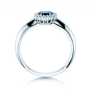 Anillo de compromiso Windsor en 14K oro blanco con zafiro 0,60ct y diamantes 0,12ct