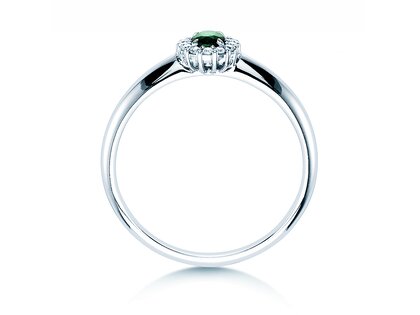 Anillo de compromiso Jolie en 14K oro blanco con esmeralda 0,25ct y diamantes 0,06ct