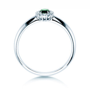 Anillo de compromiso Jolie en 14K oro blanco con esmeralda 0,25ct y diamantes 0,06ct